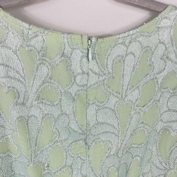 Roller Rabbit Clermont Nori Dress Size Small Mint Green Silver Shimmer Tiered - Picture 10 of 16